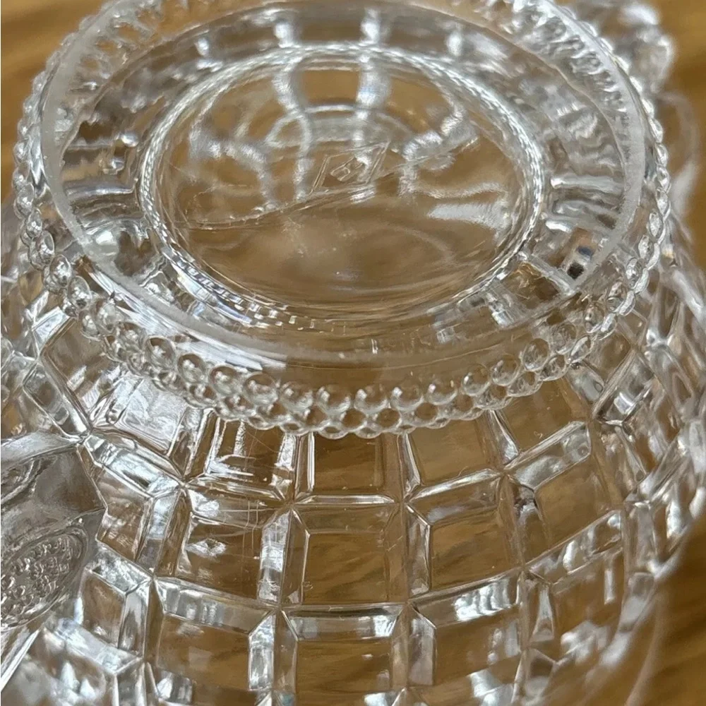 Vintage Heisey Glass Clear Victorian Creamer & Sugar Bowl Handles USA Excellent!